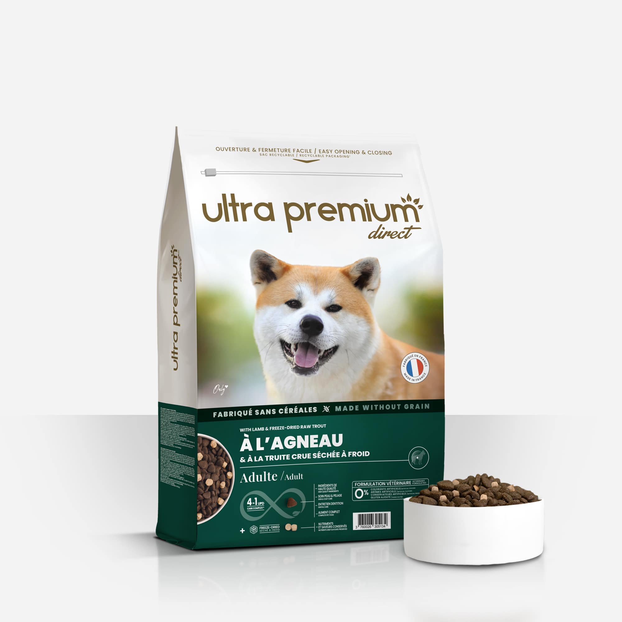 Ultra Premium Direct Croquettes Chien Sans Céréales Agneau & Truite crue