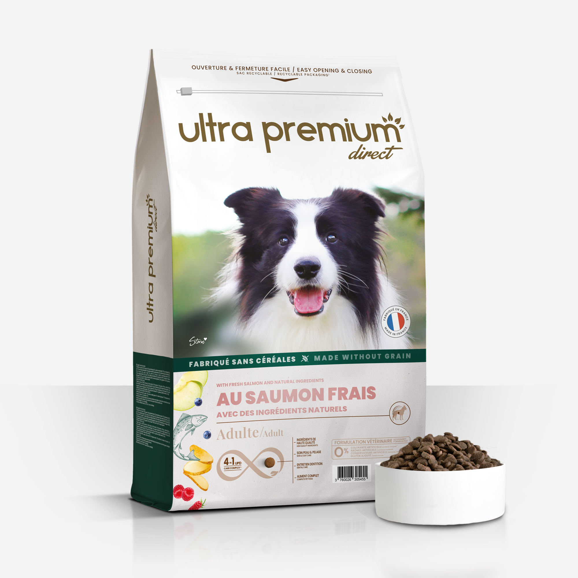 Ultra Premium Direct Croquettes Sans Céréales au Saumon frais Chien adulte